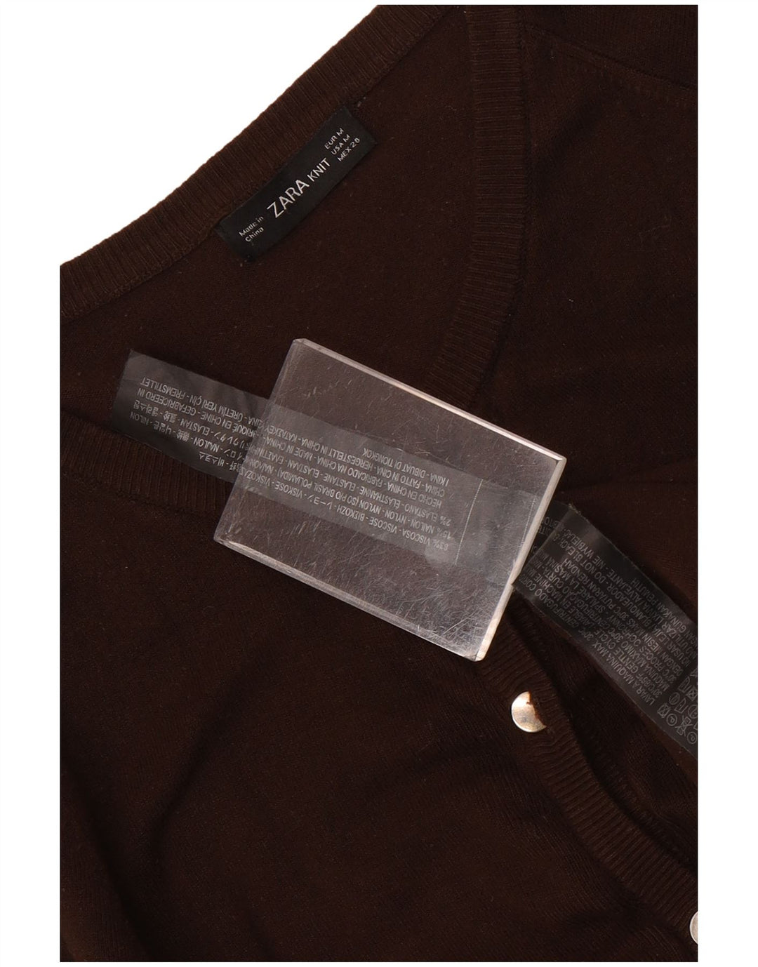Suéter cardigã feminino Zara Reino Unido 12 viscose marrom médio