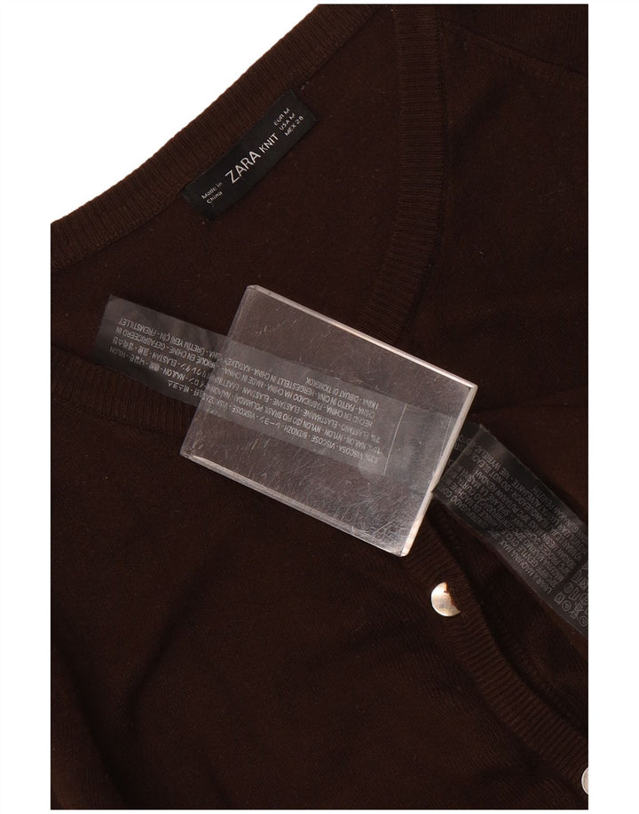 Suéter cardigã feminino Zara Reino Unido 12 viscose marrom médio