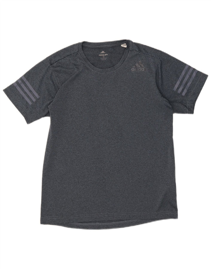 ADIDAS Mens Climacool T-Shirt Top Pequeno Poliéster Salpicado Azul