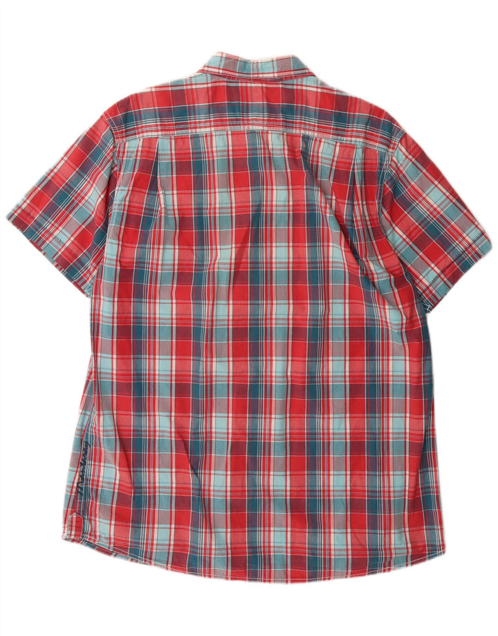 MANTARAY Camisa masculina grande de algodão xadrez vermelho