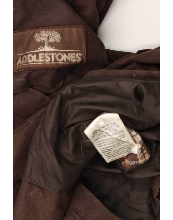 Jaqueta masculina vintage de algodão encerado UK 38 marrom médio