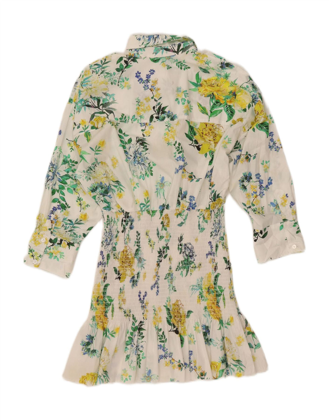 ZARA Vestido feminino pulôver manga 3/4 Reino Unido 10 pequeno floral branco