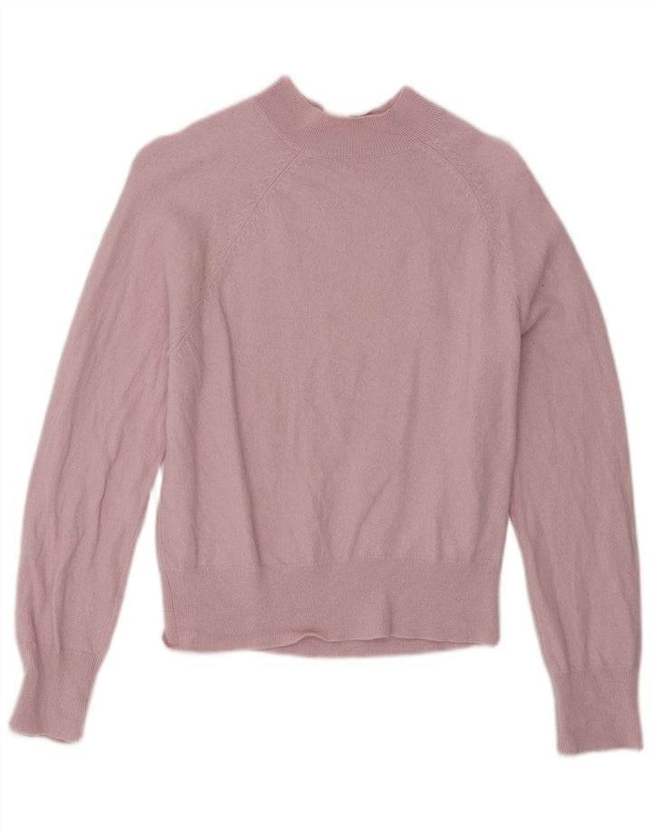 Suéter feminino Jigsaw com gola tartaruga, Reino Unido, 10 lã rosa pequena