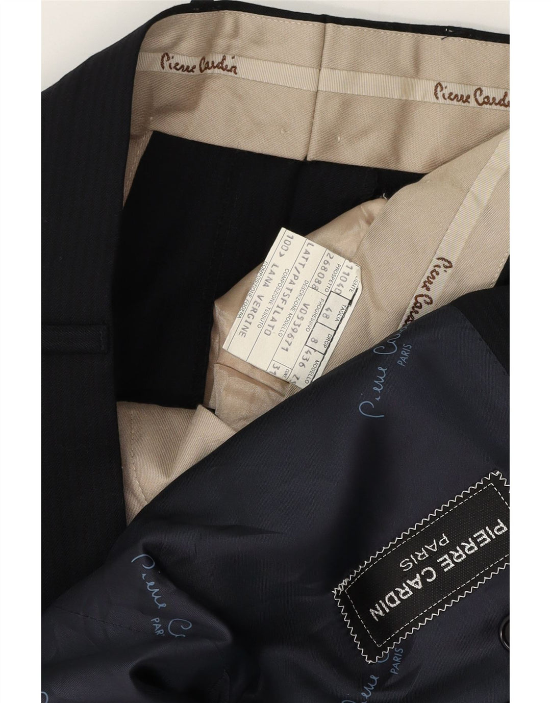 Terno masculino de 2 peças Pierre Cardin IT 48 médio W32 L32 listrado preto