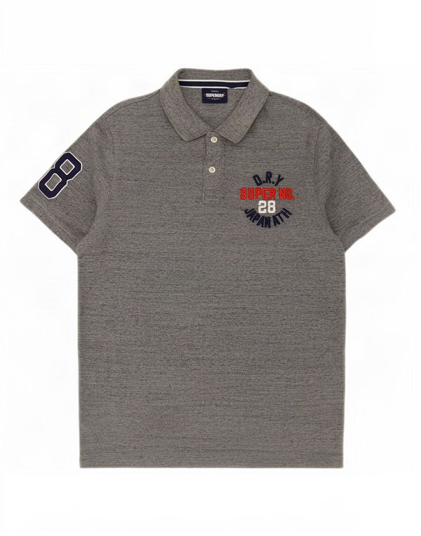Camisa polo masculina Superdry 3XL algodão manchado cinza