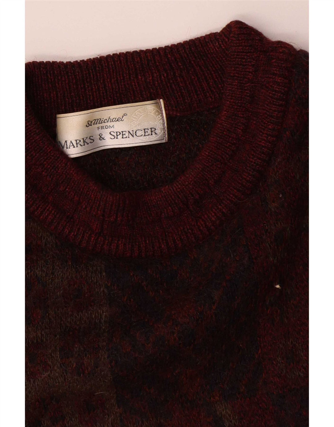 Suéter masculino Marks & Spencer St. Michael com gola redonda, médio Borgonha