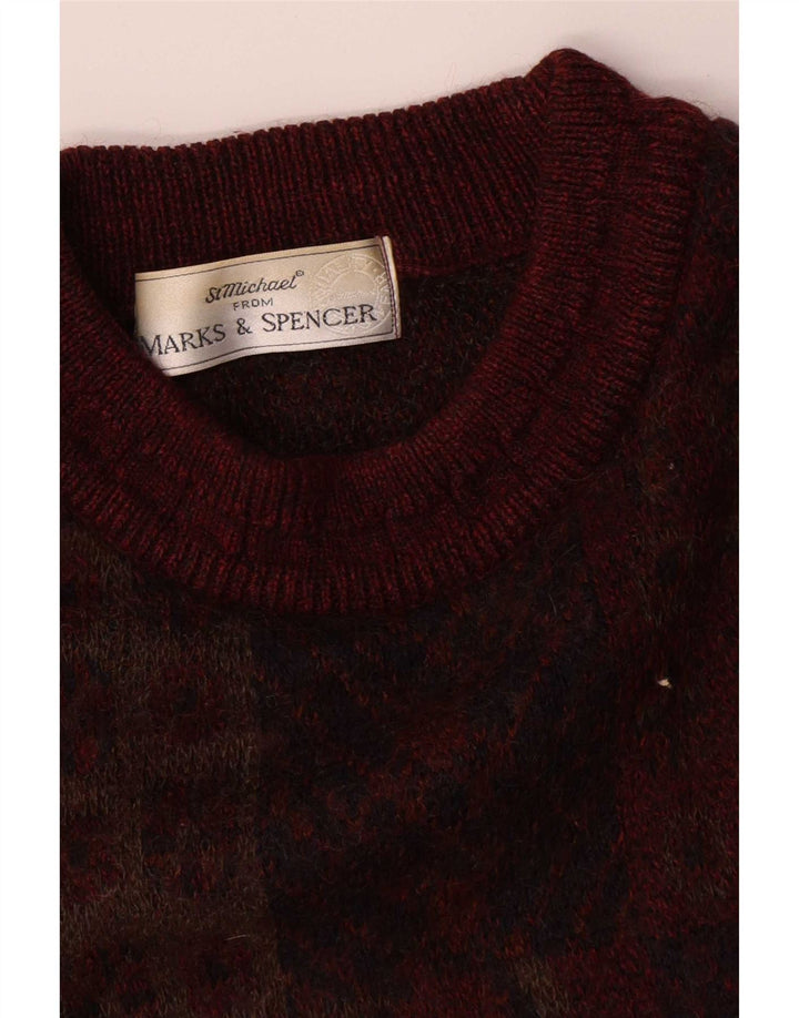 Suéter masculino Marks & Spencer St. Michael com gola redonda, médio Borgonha