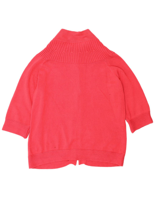 Suéter cardigã feminino de manga 3/4 da Marks & Spencer Reino Unido 20 2XL algodão rosa
