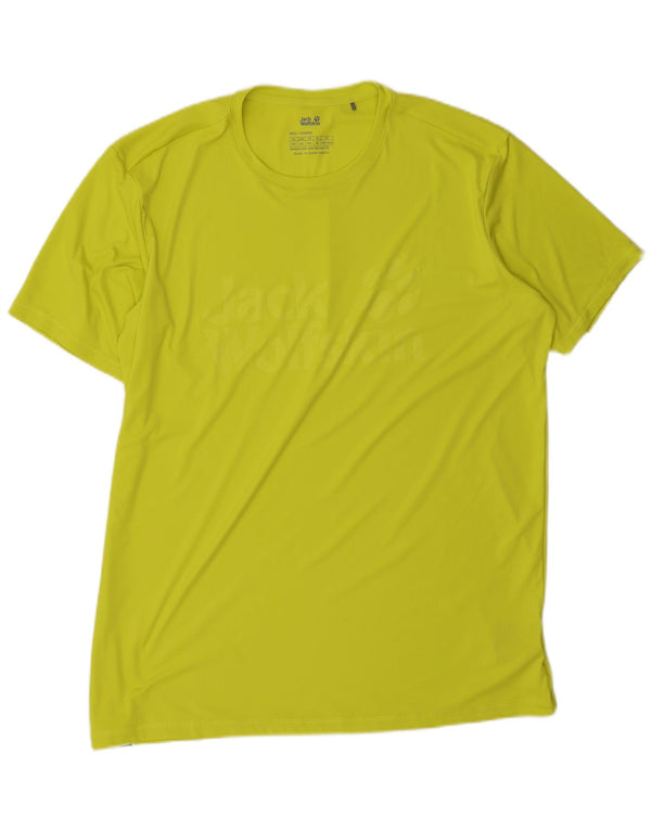 Camiseta gráfica masculina Jack Wolfskin UK 48 2XL poliéster amarelo