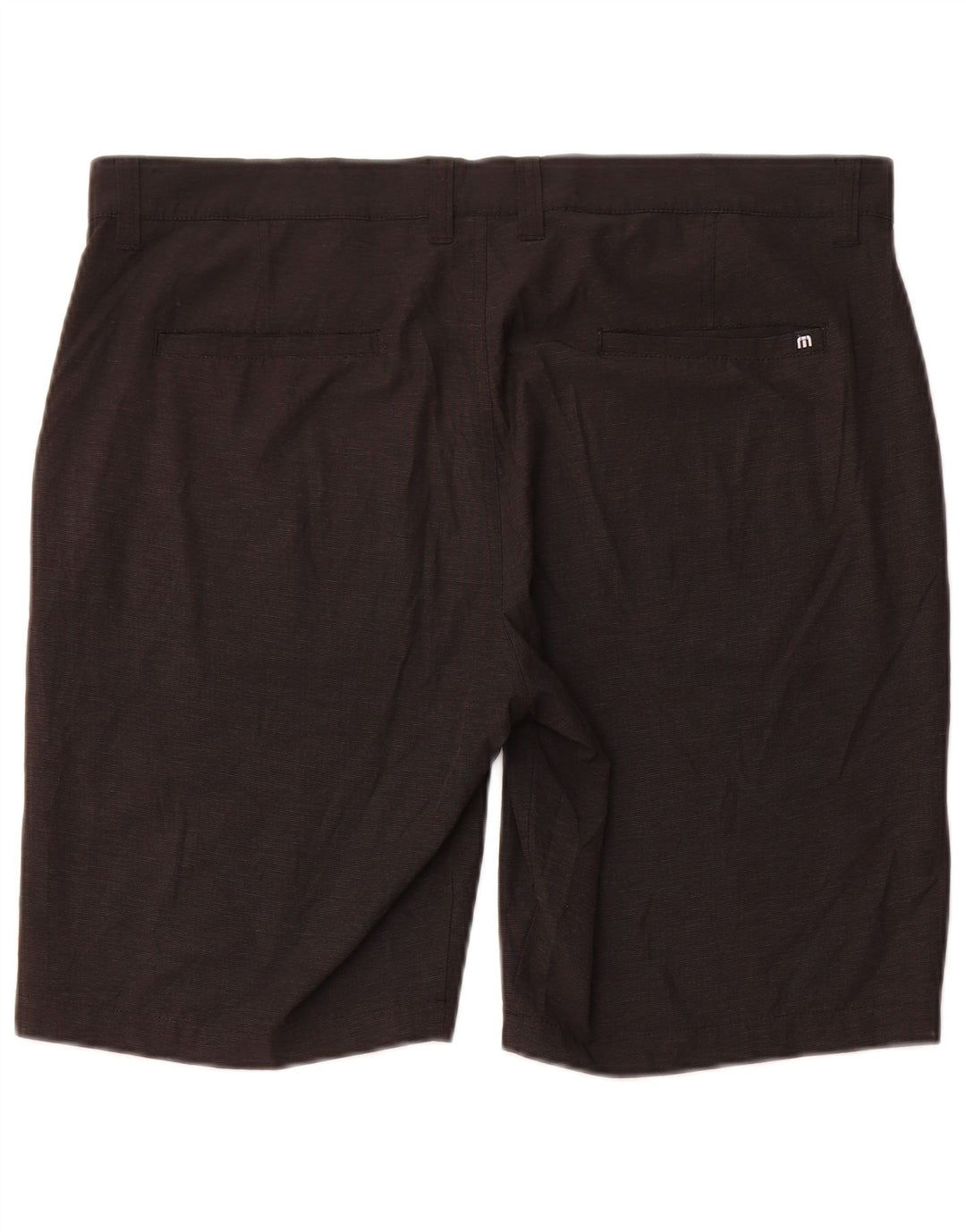 Travis Mathew Mens Chino Shorts W38 XL Preto Risca de Giz Poliéster