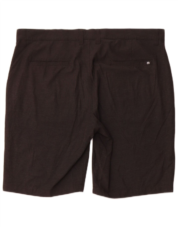 Travis Mathew Mens Chino Shorts W38 XL Preto Risca de Giz Poliéster