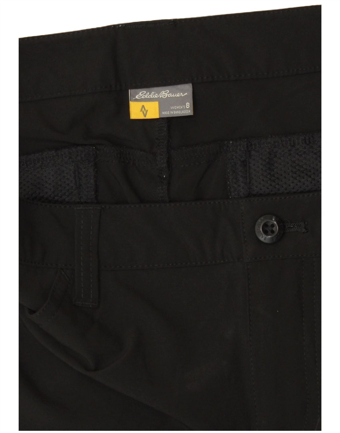 Shorts cargo feminino Eddie Bauer US 8 médio W30 poliéster preto