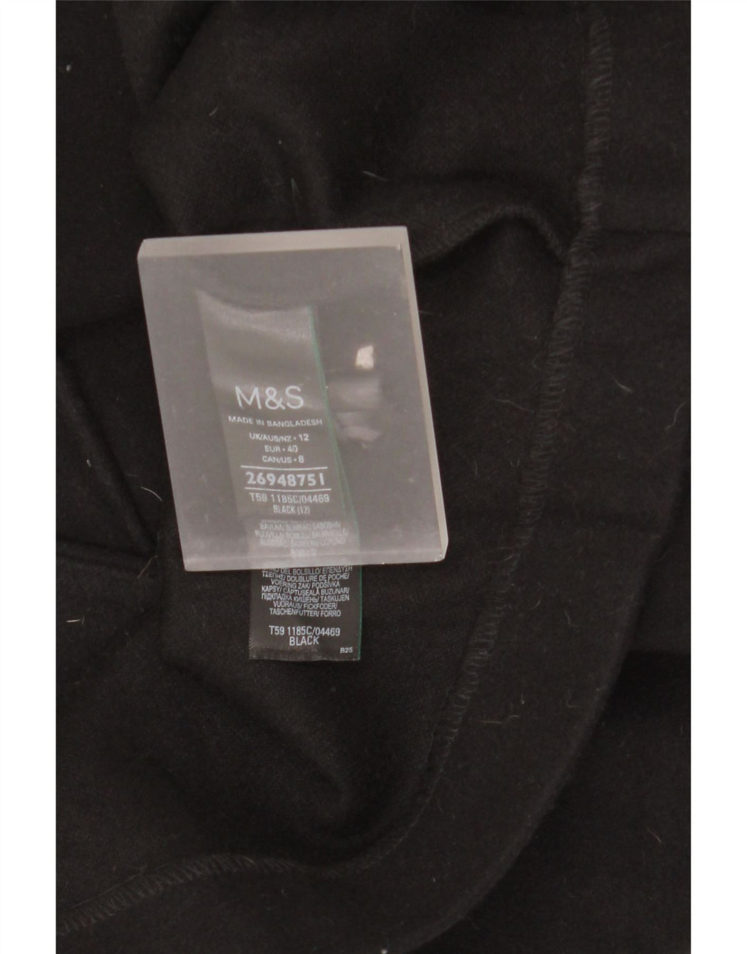 Sobretudo feminino Marks & Spencer UK 12 poliéster preto médio