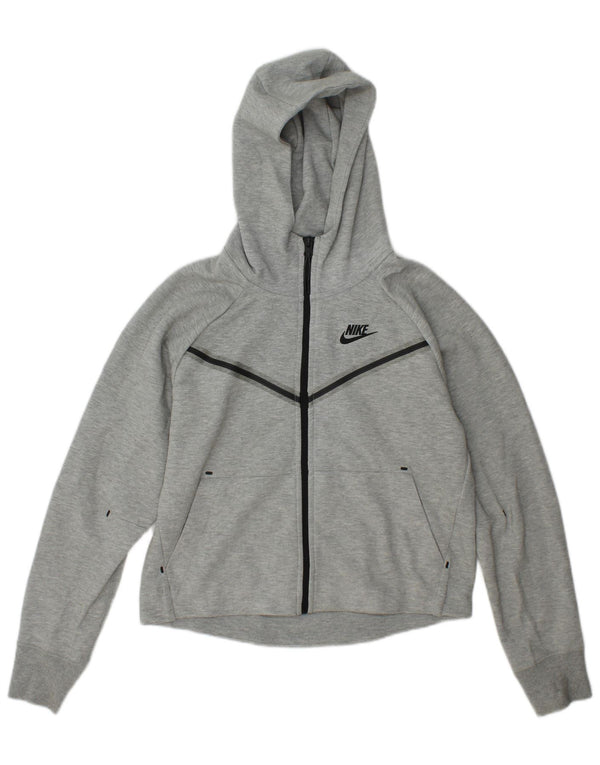Suéter Nike feminino com capuz e zíper grande UK 6 XS cinza algodão