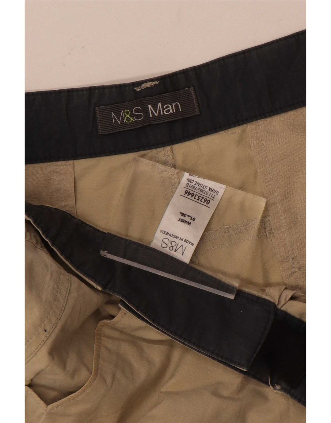 Shorts cargo masculino Marks & Spencer W36 grande algodão bege