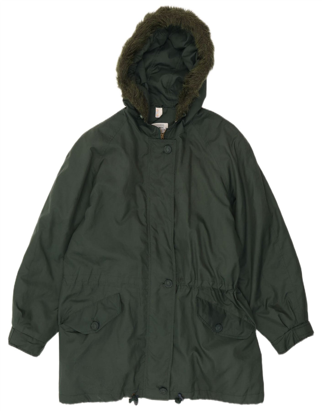 Jaqueta Parka com capuz para mulheres vintage Reino Unido 20 2XL poliéster verde