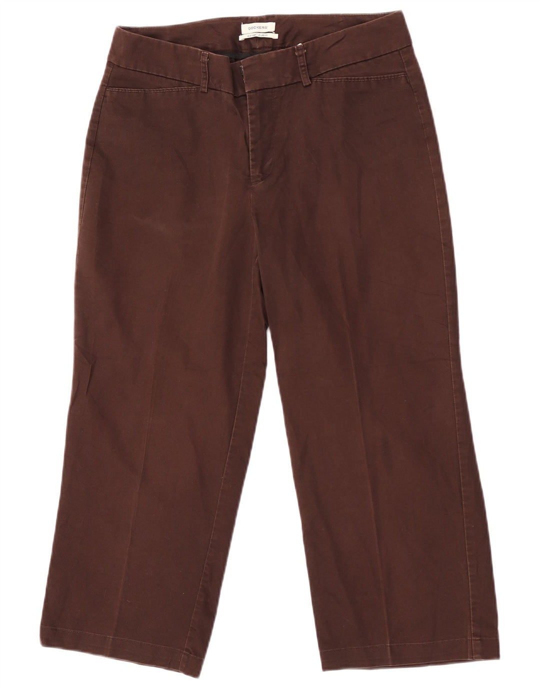 Calça capri feminina Dockers cintura média curvilínea EUA 6 médio W30 L22 marrom