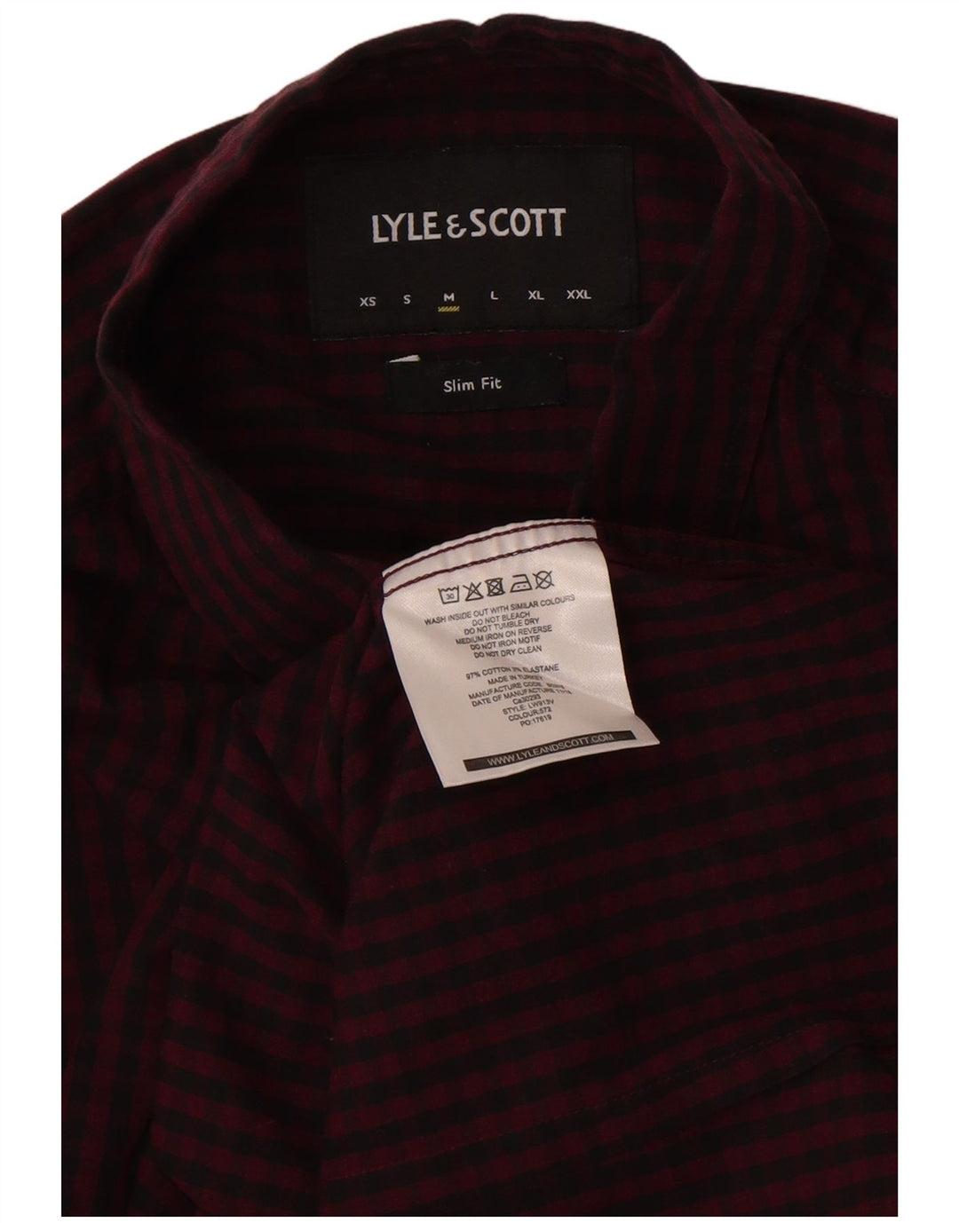 Lyle & Scott Camisa masculina slim fit médio algodão guingão vinho