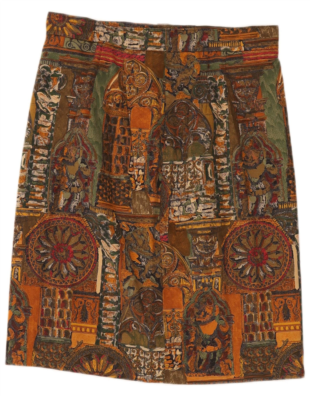 Saia reta feminina VINTAGE com padrão abstrato W30 médio multicolorido