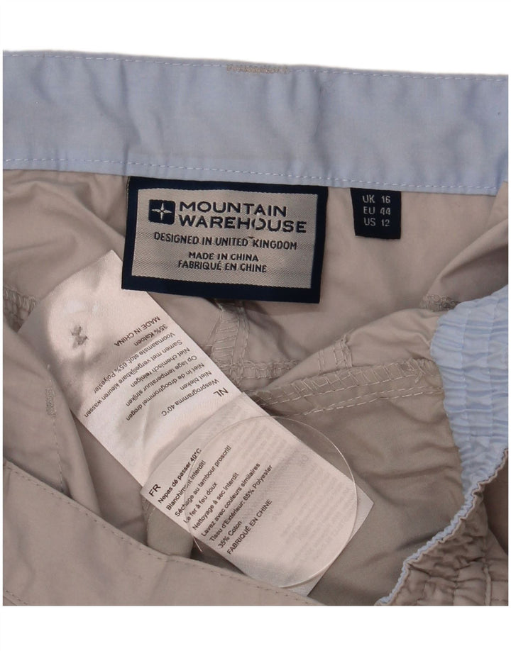 Bermuda feminina Mountain Warehouse UK 16 grande poliéster bege W34