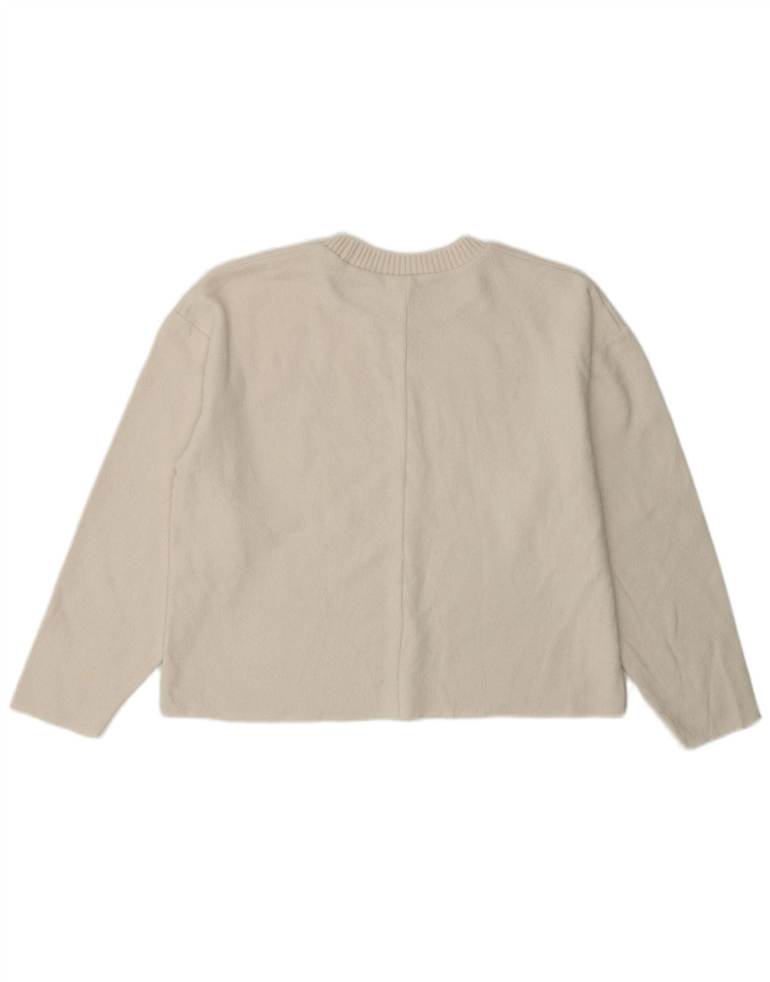 ZARA Suéter feminino oversized com gola redonda e gola redonda Reino Unido 10 pequeno branco