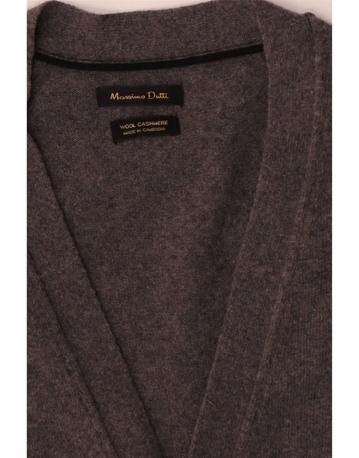Suéter cardigã masculino sem mangas Massimo Dutti lã cinza médio