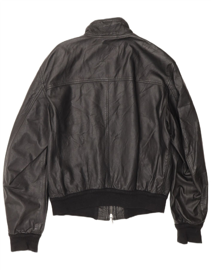 Jaqueta feminina de couro bomber Stewart UK 20 2XL motociclista de couro preto