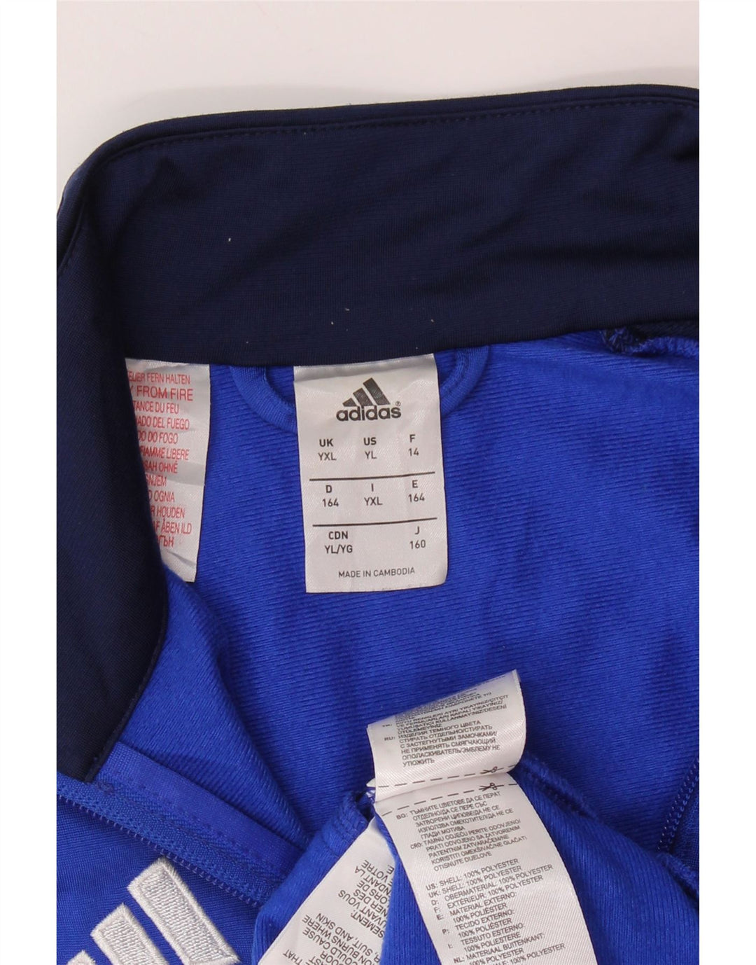 ADIDAS Meninos Tracksuit Top Jacket 13-14 Anos XL Azul Colourblock Poliéster