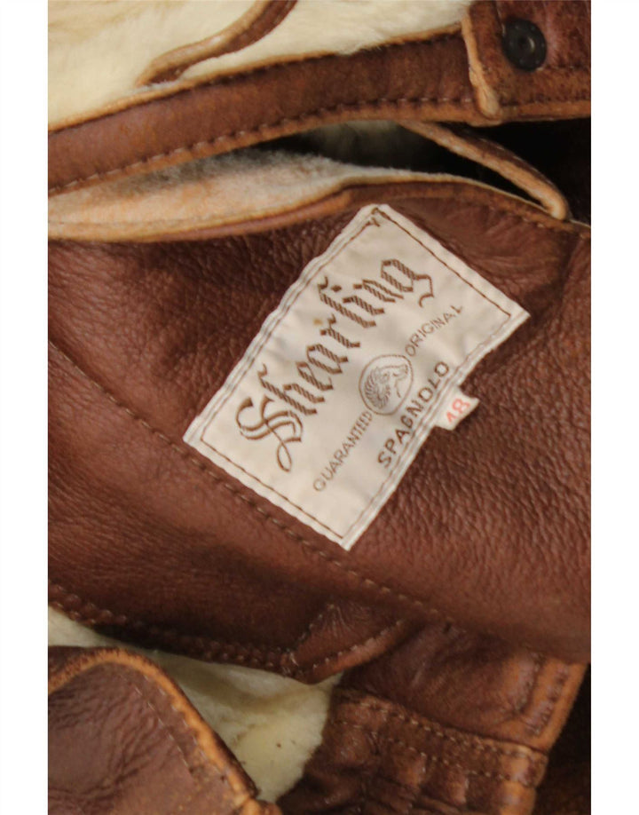 Jaqueta masculina vintage Shearling IT 48 marrom médio