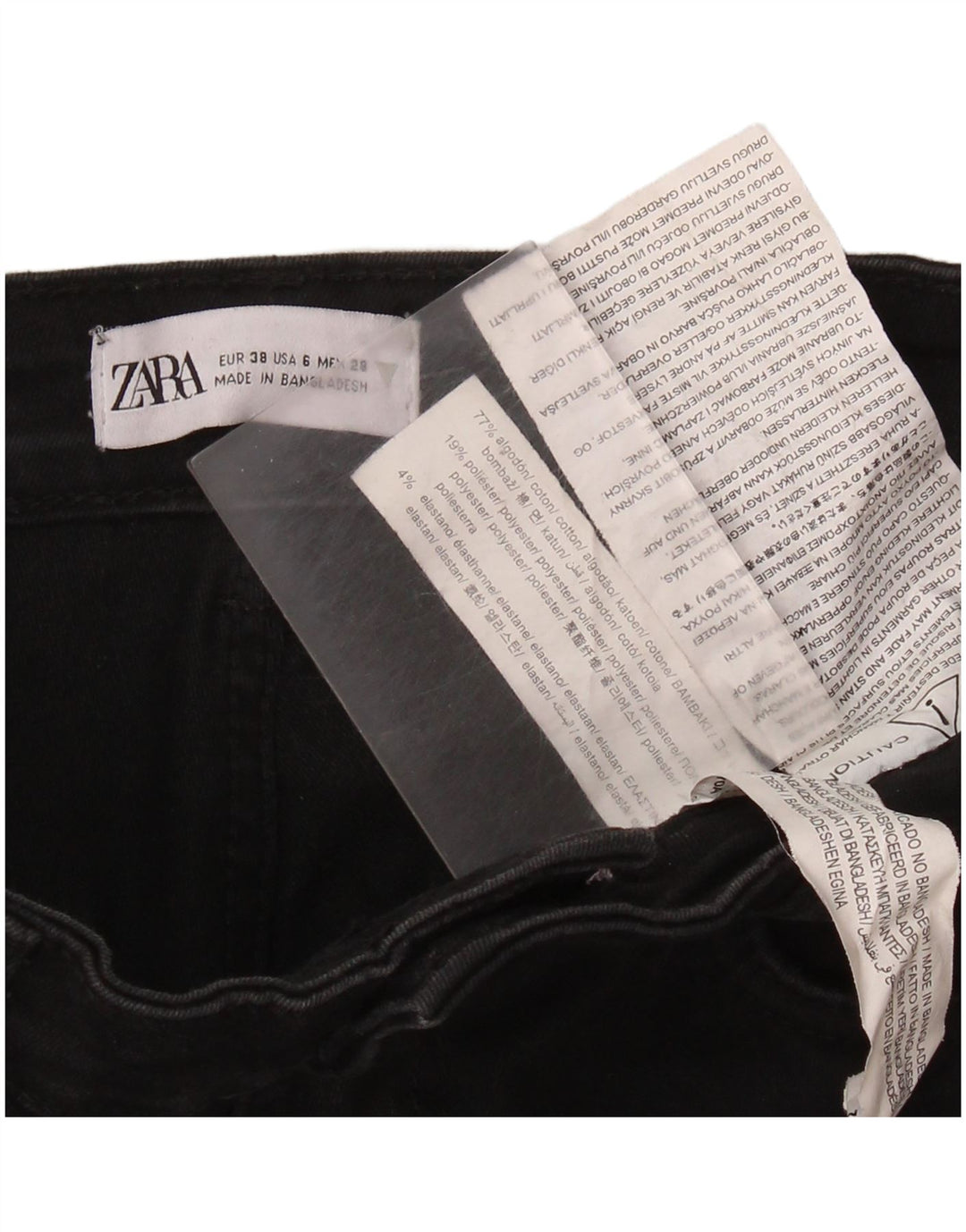 ZARA Jeans Skinny Feminino EU 38 Pequeno W28 L28 Algodão Preto