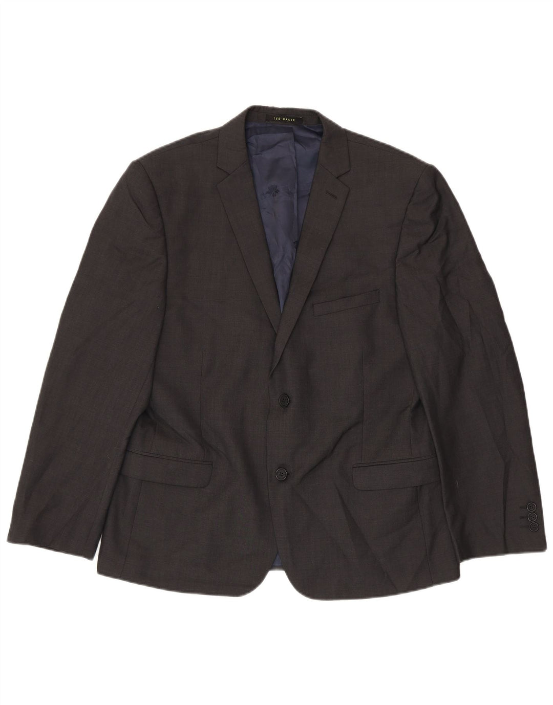 Jaqueta blazer masculina de 2 botões Ted Baker Reino Unido 38 lã cinza médio