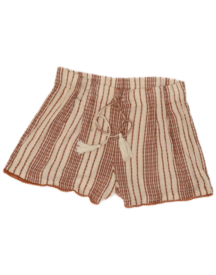 Shorts feminino Marks & Spencer UK 12 médio W32 viscose listrada branca
