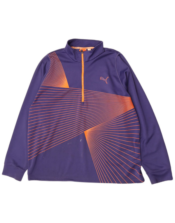 Puma Mens Zip Neck Treino Top 2XL Roxo Listrado Poliéster Esportes