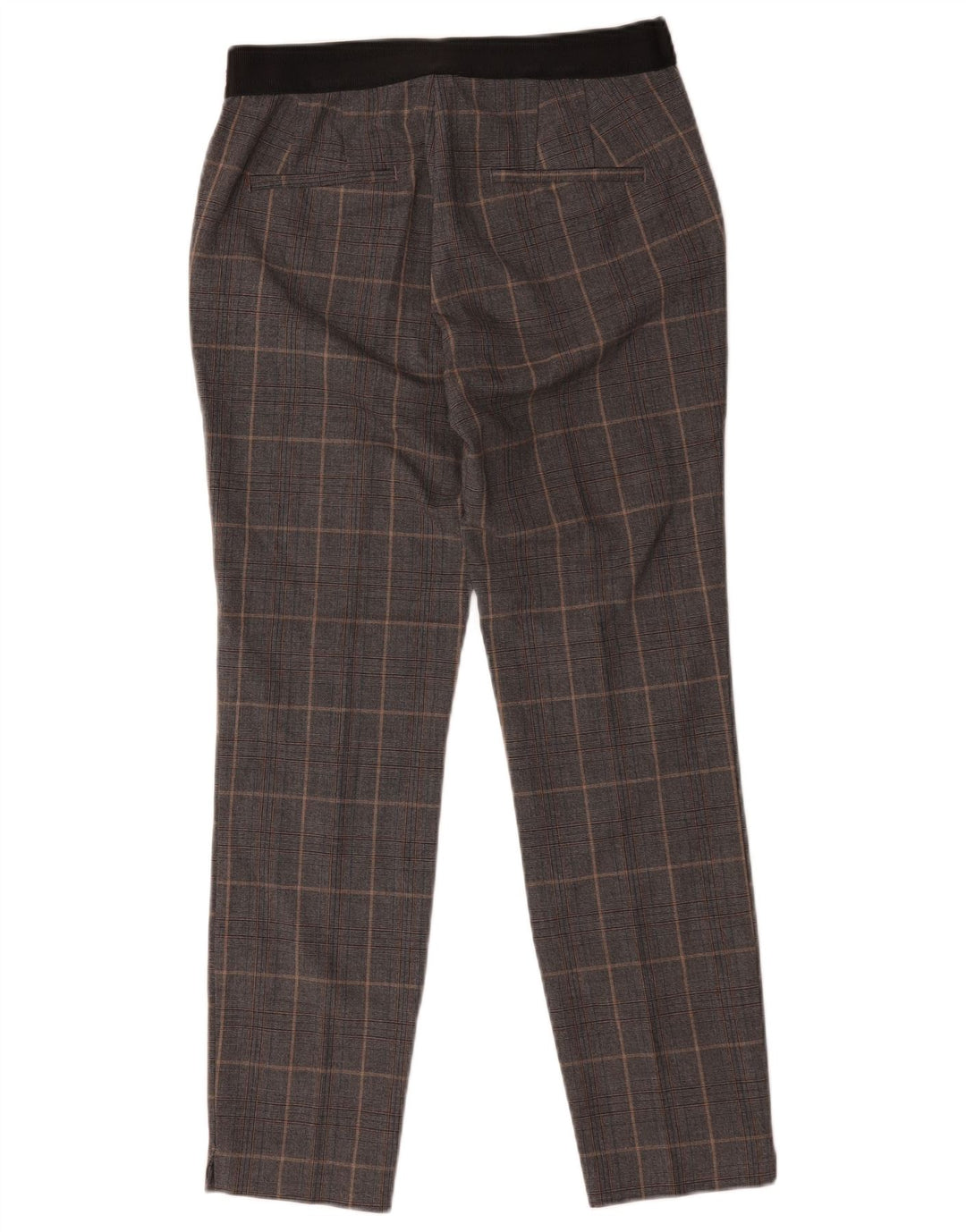 Zara Calça Chino Feminina Slim Médio W28 L26 Poliéster Xadrez Cinza