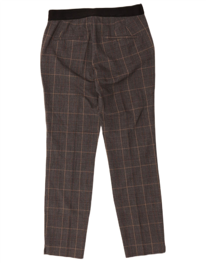 Zara Calça Chino Feminina Slim Médio W28 L26 Poliéster Xadrez Cinza