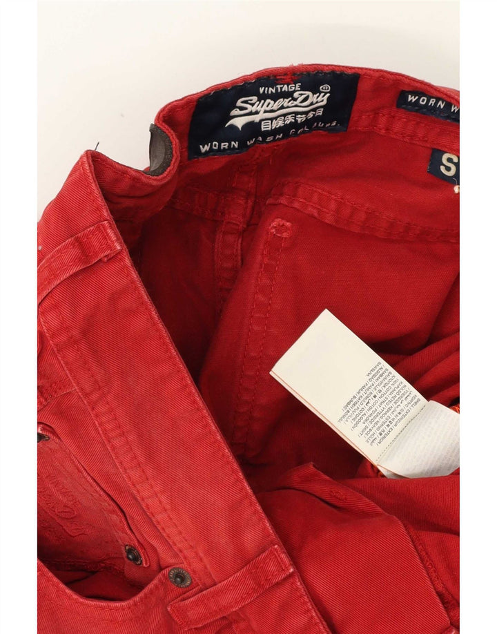 Shorts jeans masculino Superdry pequeno W29 algodão vermelho