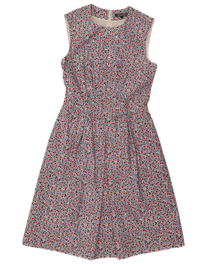 Vestido feminino Tommy Hilfiger sem mangas evasê US 4 pequeno multicolorido