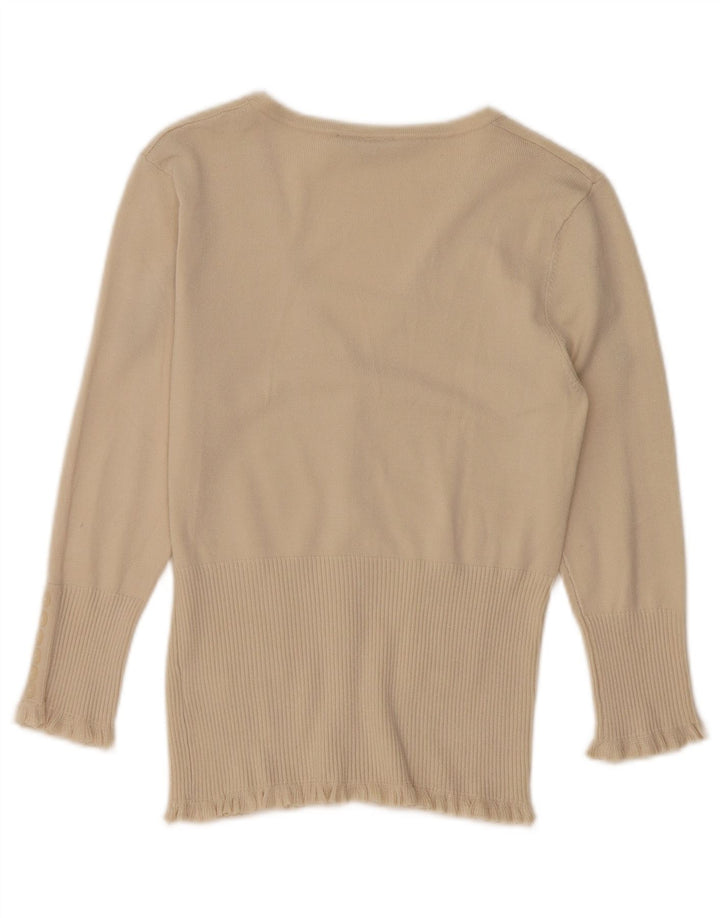 Suéter cardigã feminino John Lewis Reino Unido 10 viscose bege pequeno