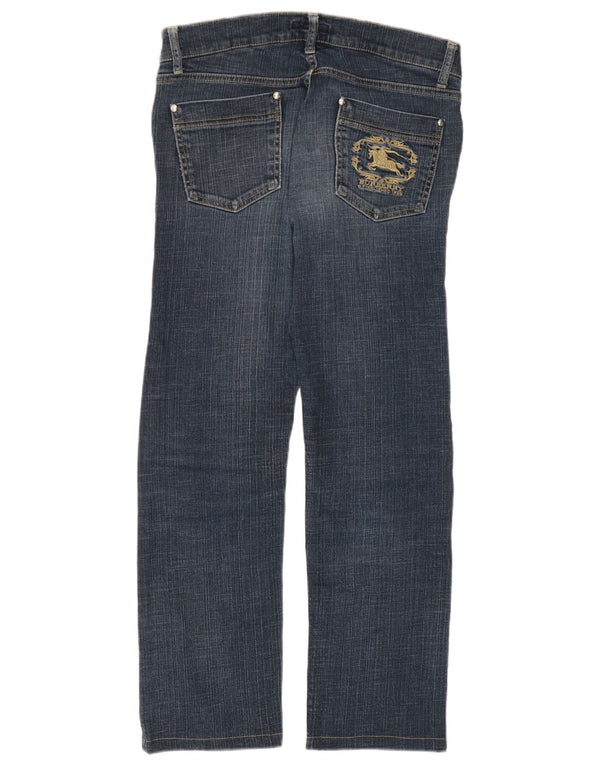 Jeans retos femininos Burberry UK 8 pequeno W29 L27 algodão azul