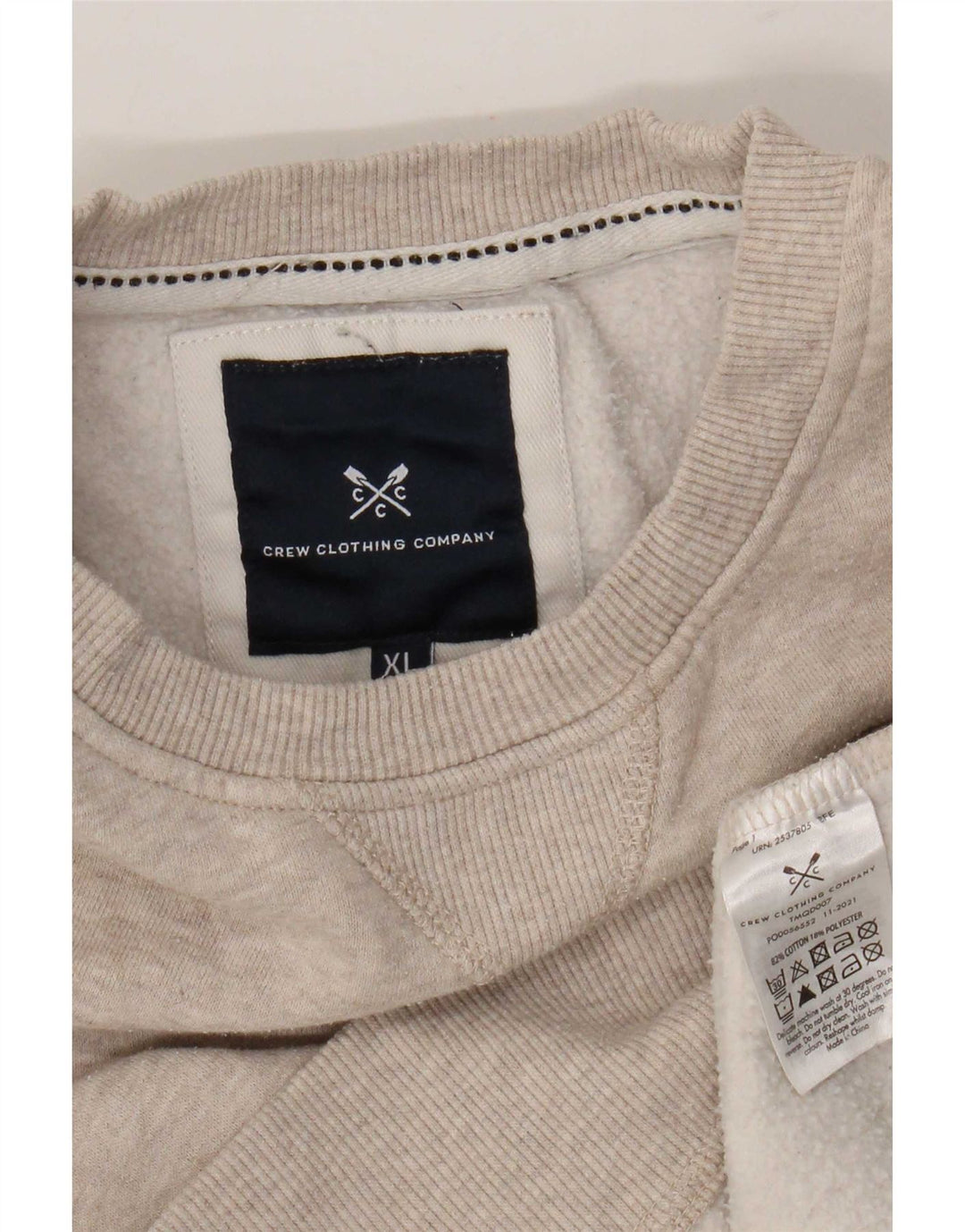 Crew Clothing Mens Moletom Jumper XL Algodão Bege