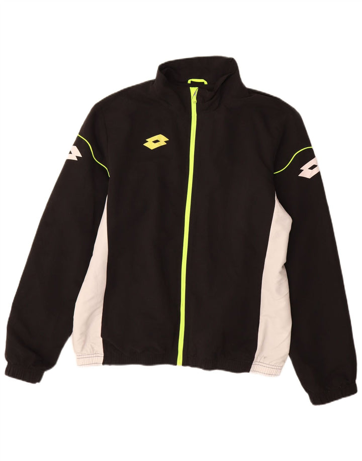 Lotto Mens Graphic Tracksuit Top Jacket Médio Preto Colorblock Poliéster