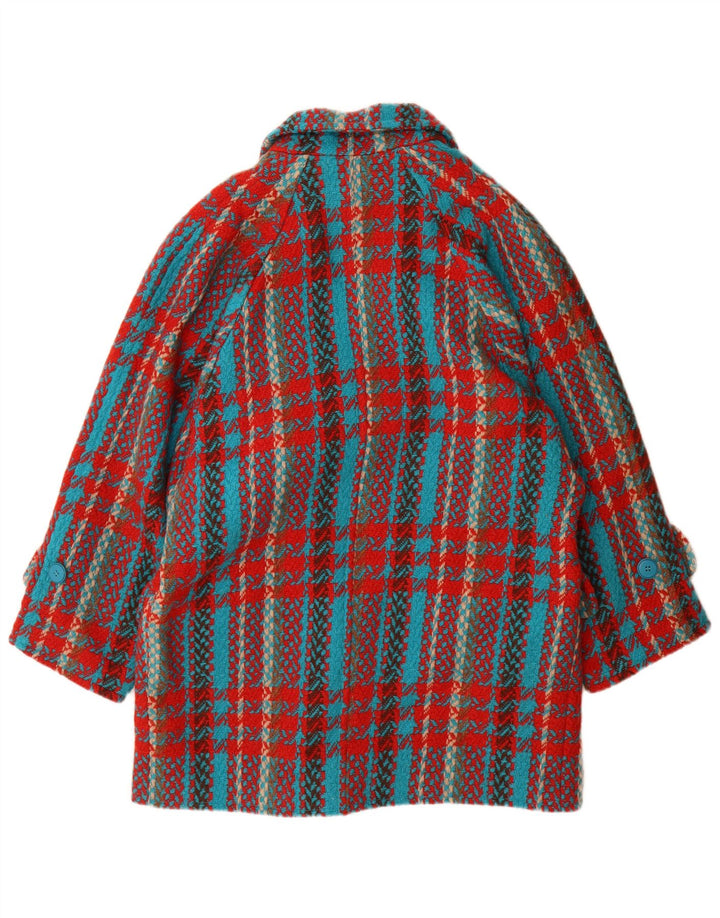 Casaco feminino oversized com peito duplo i Blues UK 10 pequeno vermelho xadrez lã