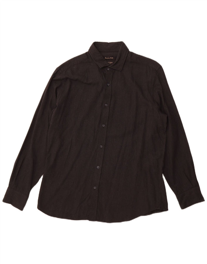 Camisa masculina Massimo Dutti grande algodão preto