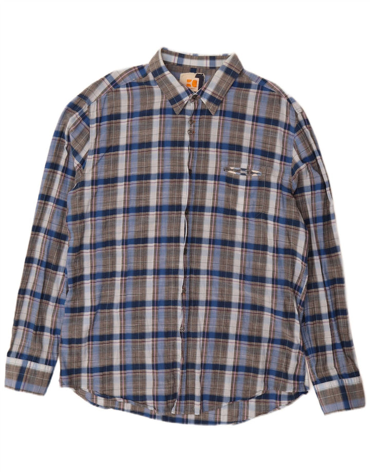 Camisa masculina Hugo Boss 3XL algodão xadrez azul