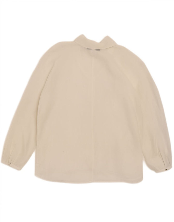 Zara feminino manga comprida com gravata frontal transparente Reino Unido 16 grande branco