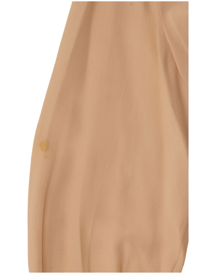 Blusa feminina VINTAGE de manga comprida UE 36 pequena seda floral bege