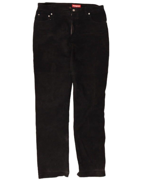Calça casual masculina de camurça reta Mangoon W36 L34 preta