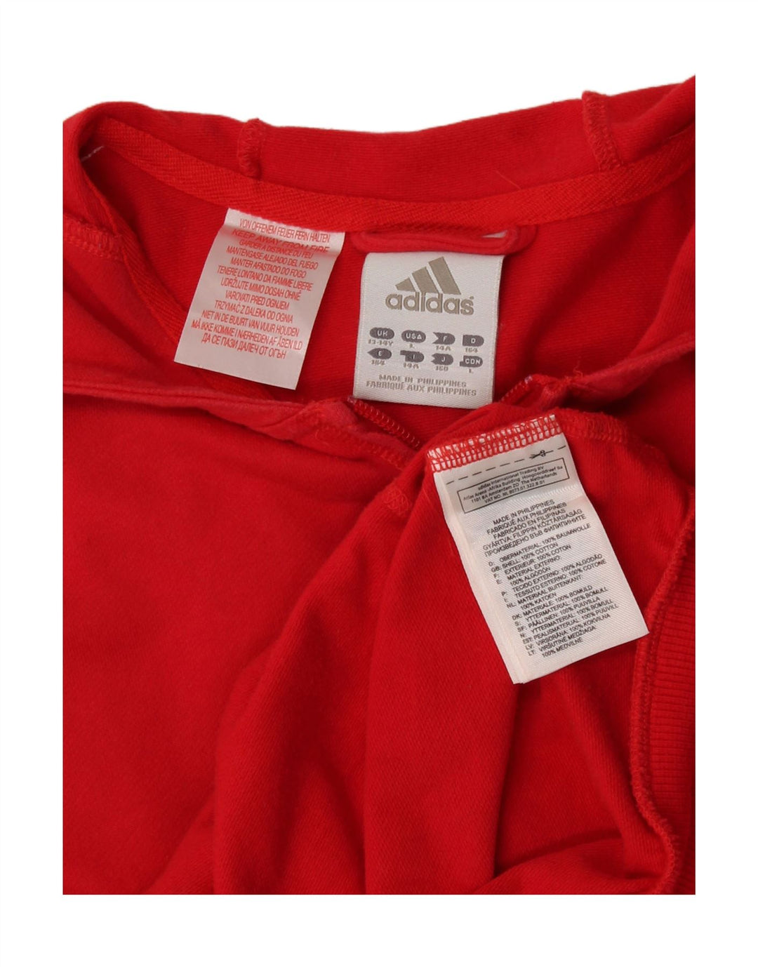 Suéter Adidas feminino com capuz e zíper 13-14 anos algodão vermelho