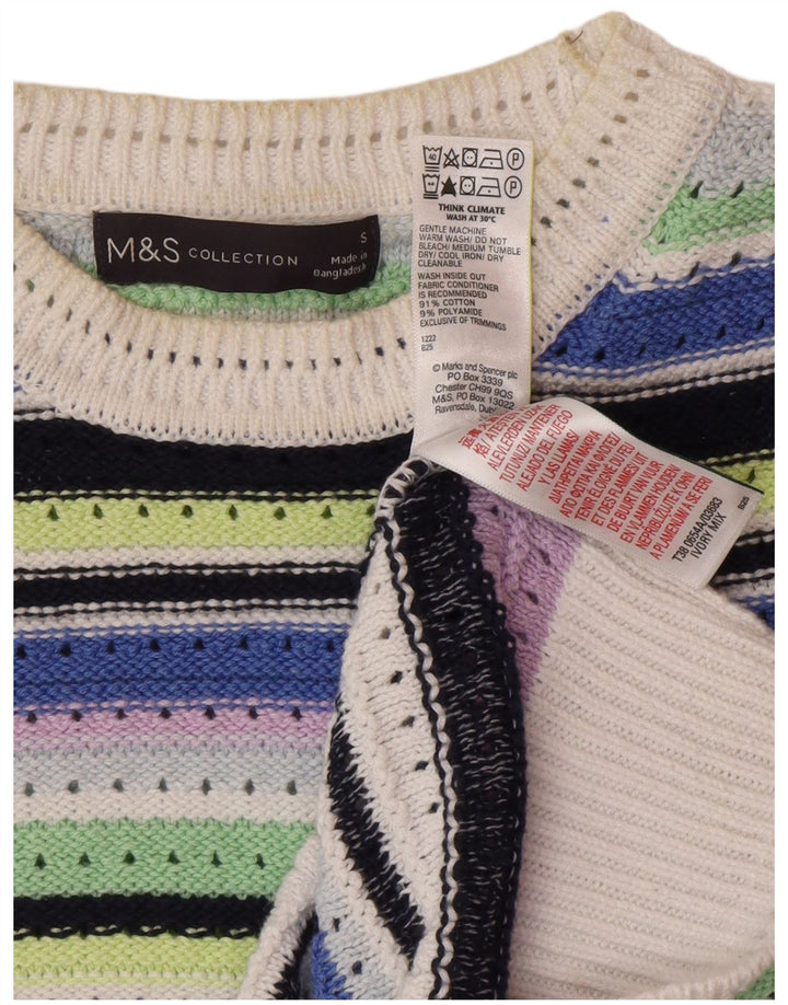 Suéter feminino Marks & Spencer com gola redonda Reino Unido 10 pequeno multicolorido