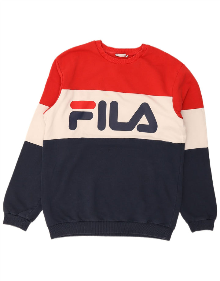Fila Moletom Gráfico Masculino Jumper Médio Multicolorido Colorblock Algodão